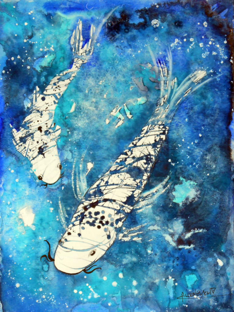 CHRISTIANE ALLENBACH 30 x 40 cm POISSONS MODERNES