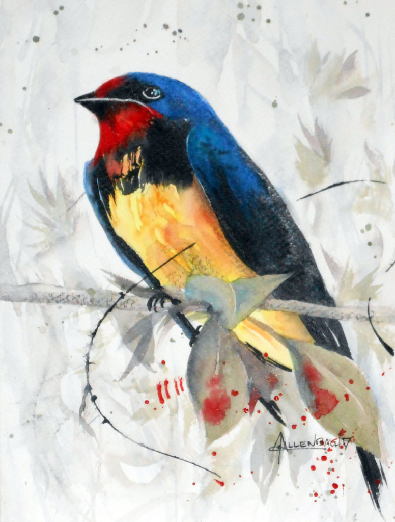 CHRISTIANE ALLENBACH HIRONDELLE avec cadre 18 x 24 cm