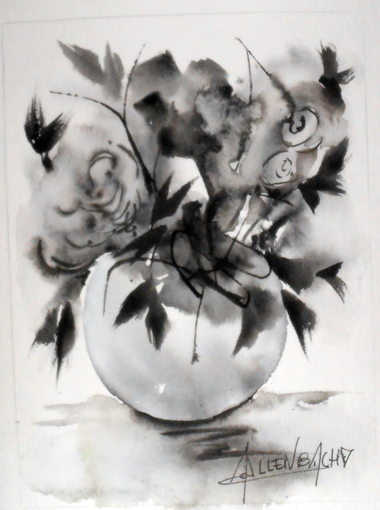 CHRISTIANE ALLENBACH CARTE BIFORMAT 11 x 16 ou 18 x 24 BOUQUET VASE ROND