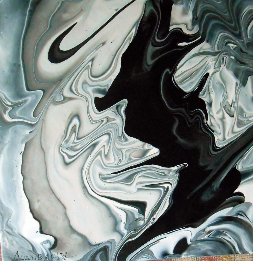 CHRISTIANE ALLENBACH ABSTRAIT NOIR BLANC 30 x 30 cm