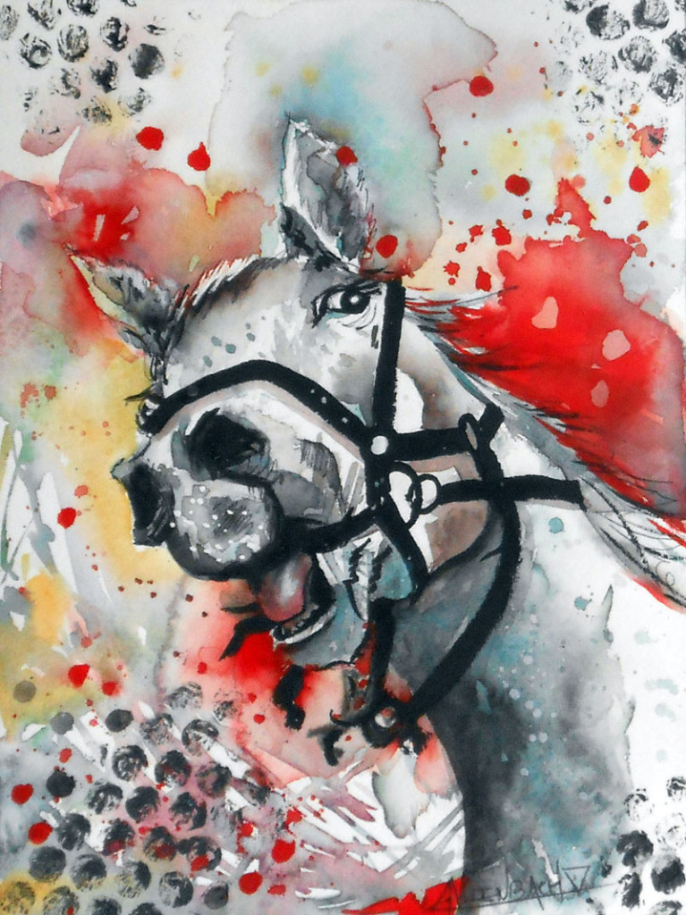 CHRISTIANE ALLENBACH REICHSHOFFEN CHEVAL BATAILLE 18 x 15 ARCHES